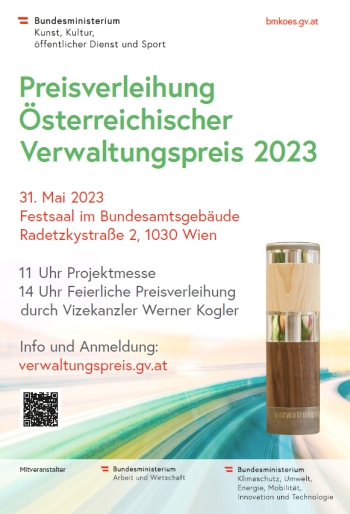 Preisverleihung "Österreichischer Verwaltungspreis 2023" durch Vizekanzler Kogler